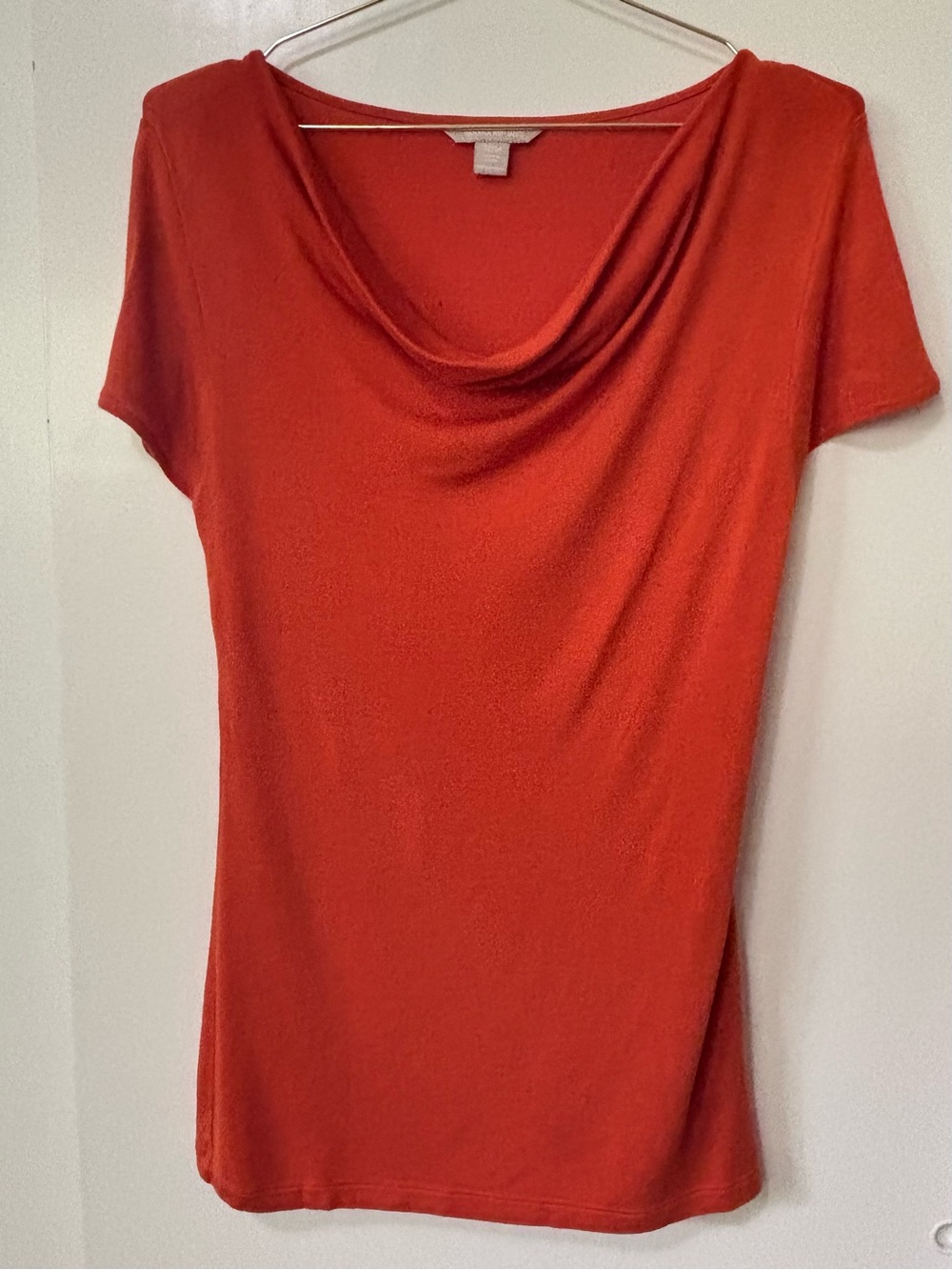Banana Republic| Burnt Orange Draped Cowl Neck Short Sleeve Knit Top Sz M